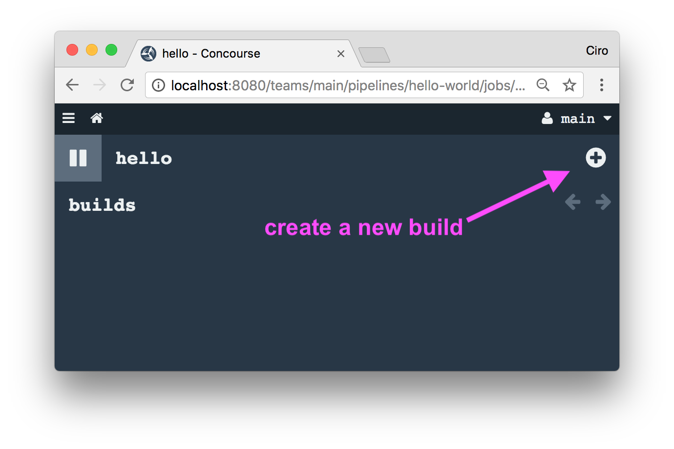 Image showing how to create a new Concourse CI build 
